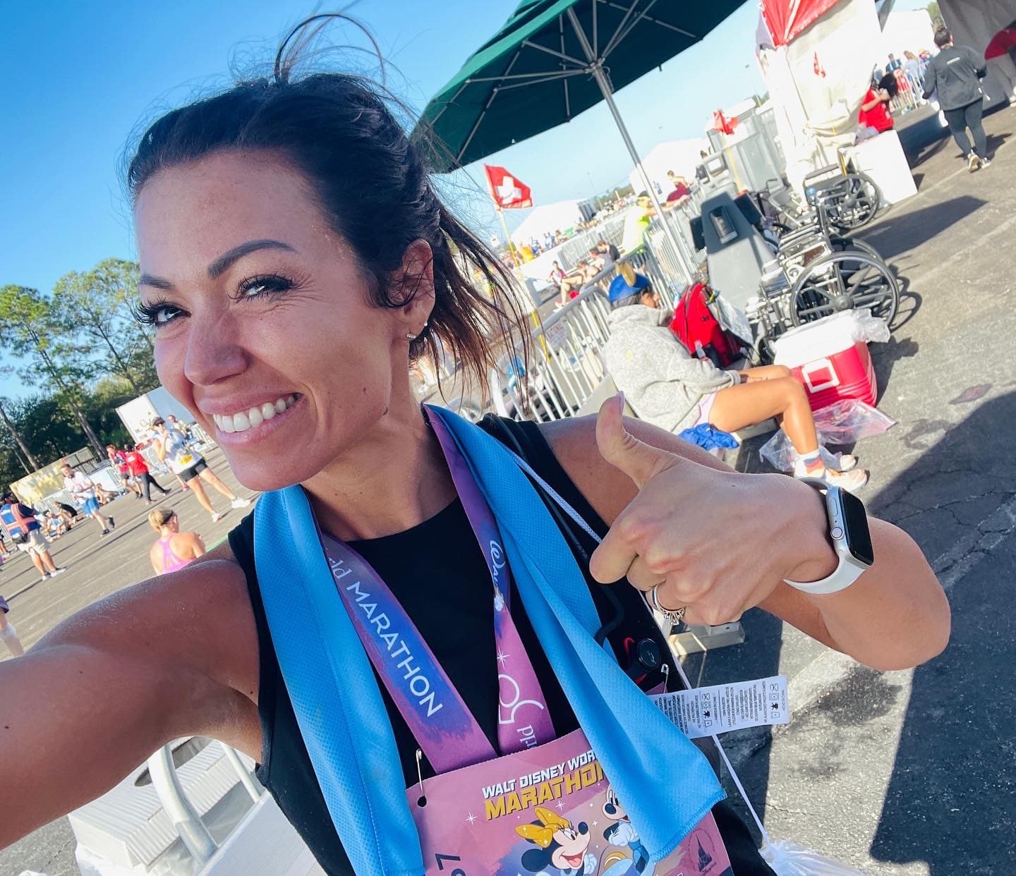 Karen with her finisher medal